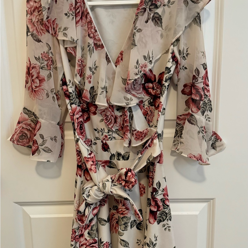 Floral Ruffle Wrap Dress